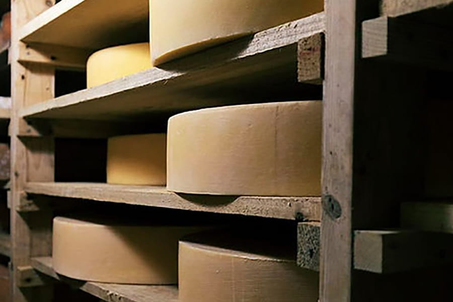 昔ながらの銅釜で製造されたチーズ